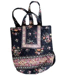 Vera Bradley Chocolat Drawstring Backsack Backpack Purse Bag Brown Orange